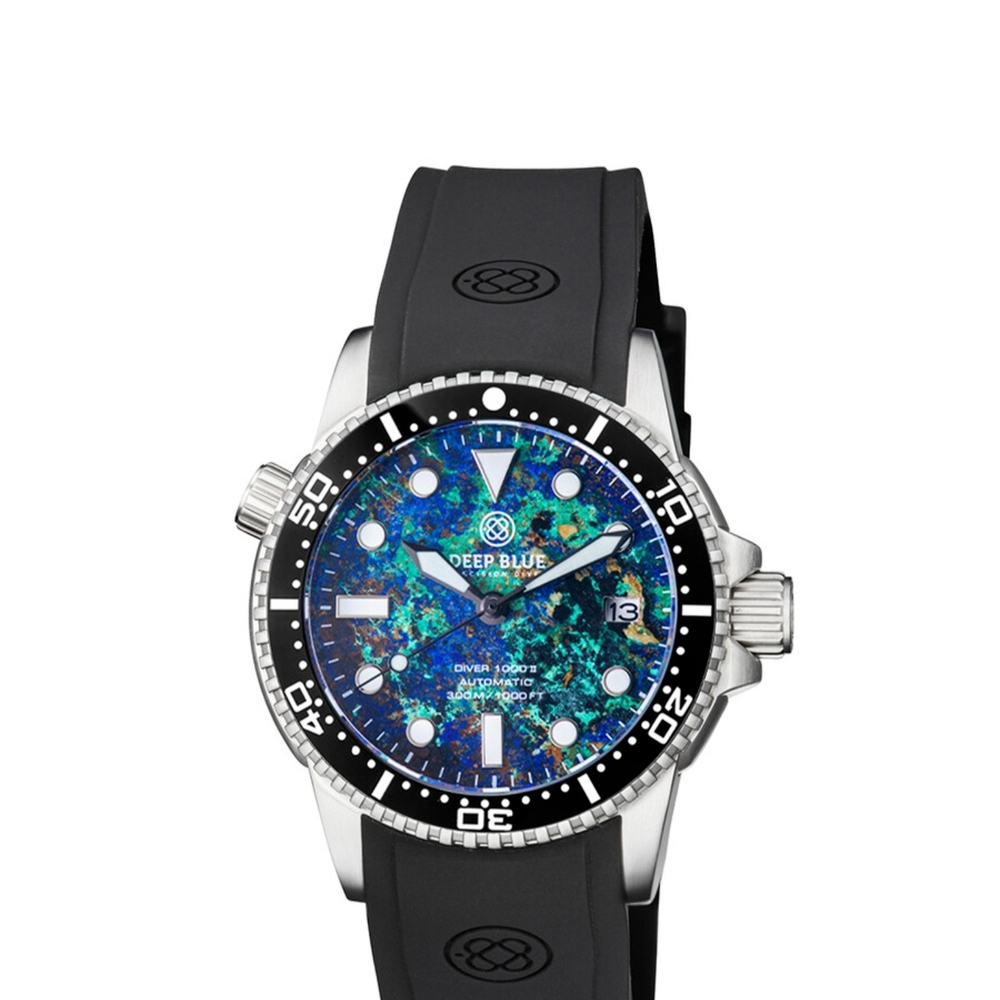 Men's Black and Blue Dive Watch